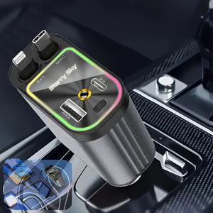 TEMU 스타라이트 LED 분위 조명 및 접이식 케이블이 있는 4-in-1 고속 충전 차량용 충전기, 하루 종일 사용 가능한 스카이라이트 자동차 별빛 멀티포트 충전기, 4 USB 포트 PD/QC3.0