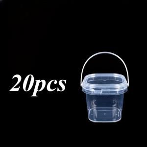 TEMU 20개 10oz 투명 플라스틱 보관 용기 뚜껑 & 손잡이 포함 - DIY 공예, 슬라임, 페인트, 미술 재료 및 소형 부품용 내구성 있는 리브 디자인 정리함 - 쌓을 수 있는 공간 절약형 크래프트 스토리지 박스, 미술품 정리함, 공예 정리함, 투명 정리함, 스크랩북 보관|슬라임