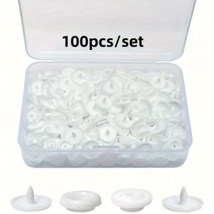 TEMU 100 세트 T5 플라스틱 스냅, 라운드 레진 스냅, 의류 및 침실용품 제작 DIY 공예에 적합, 흰색