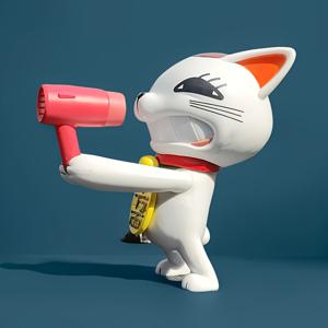 TEMU 초자연적 무장 헤어 드라이어 행운의 고양이 인형 수제, 기묘한 애니메이션 캐릭터 수제, 캐릭터 모델 컬렉션, 차량 데스크탑 장식품, 애니메이션 페스티벌 생일 선물