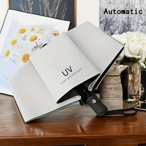 TEMU 자동 UV8 본 블랙 우산, 방풍 기능, 강화 프레임, 컴팩트 접이식 디자인, 다양한 색상, 모든 행사에 완벽한 선물