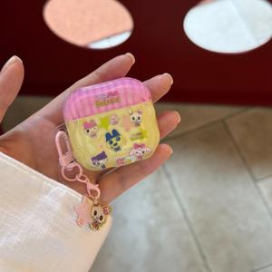 TEMU Ins 핑크 뚜껑 별 토끼 귀 헤드폰 케이스 펜던트로 for airpods 1/2/3/4 Pro 이어버드