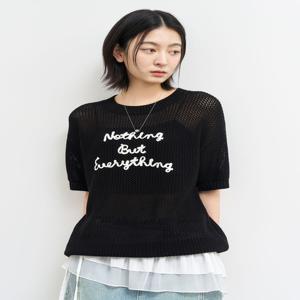 [제너럴 아이디어] 코드 스티치 네트 하프 니트 [BLACK] WBE2L05535
