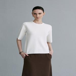 [마레디마리] Minimal Half-Sleeve Knit Top White