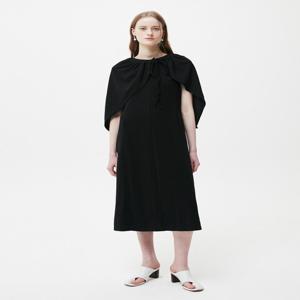[문선] Multiway Cape Jersey Dress / Black