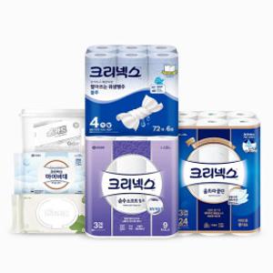 [크리넥스] 주말 깜짝할인! 체험특가 외 롤화장지/마이비데/미용티슈/물티슈 전 상품 무료배송!