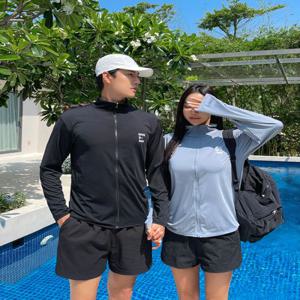 [M~2XL]하이넥 집업 래쉬가드 허니문 시밀러 커플룩[집업/긴팔/래쉬가드/하이넥/루즈핏/수영복/비치웨어/커버업/스윔웨어/커플룩/빅사이즈/여름/휴가/휴양지/바캉스] SW19809F