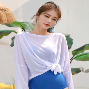 [자체제작/살안타템/비키니코디????] 스위트 비치상의 비키니 수영복 모노키니 긴팔 로브가디건 루즈핏 빅사이즈 시스루 체형커버 비치웨어 SD129