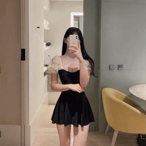 [당일출고] 청순우아 시스루 레이스 반팔 원피스 수영복 스커트 Set(원피스수영복/체형커버/뱃살커버/커버업/여리여리/임산부/바캉스/풀빌라/휴양지/여름/여행/휴가/스윔웨어/비치웨어)