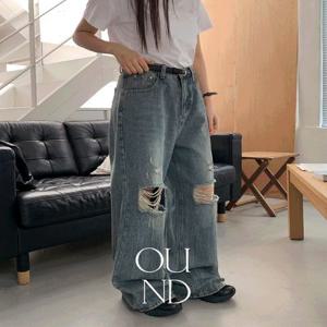 [단독] [페스티벌✨] [made/4size] 토빈 워싱 데미지 와이드 데님 팬츠 -4color (S-XL/데일리룩/페스티벌룩/데님팬츠/찢청바지/워싱팬츠/와이드팬츠/여름청바지)