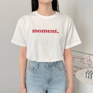 에이블앤코 기본핏 프린트 레터링 캐릭터 프린팅 여자 모먼트 반팔 사계절티셔츠(76288)