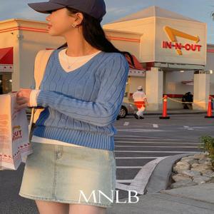 [????시즌오프] [4천장돌파][브이넥니트/꽈배기니트][직진배송][MNLB] 클래식 코튼 케이블 브이넥 니트 (S/M)