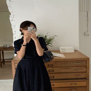 필립 카라넥 봄 여름 셔츠 허리끈 벨트 A라인 플레어 하객룩 맥시 롱 원피스(직잭10주년/하객룩원피스/여름하객룩/데이트룩/출근룩)