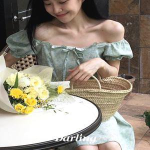 [휴가룩][MADE]아리아 수채화 미니 원피스 (러블리, 휴양지룩, 반팔원피스,페스티벌, 여행룩, 반팔 원피스, 리본원피스, 플레어원피스, 데이트룩, 여름원피스,장마룩)