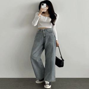 단독~2XL[난스판/기장수선❌] 워싱와이드 데님팬츠 하이웨스트 키작녀 키큰녀 - 6color