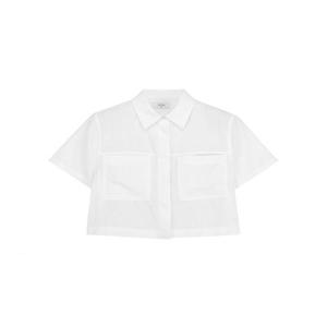 여성) 리넨 크롭 반팔 블라우스_MSE2WC2922