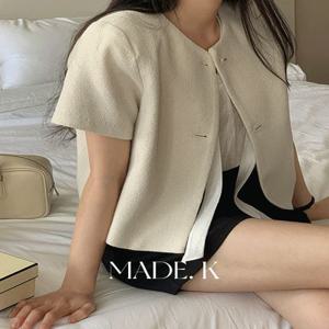 [자체제작/3만장돌파!/S-XL/하객룩????]#여름???? 매그 노카라 반팔 트위드 자켓 (하객룩/데이트룩/반팔트위드/여름자켓/트위드자켓/노카라자켓/하객룩자켓)