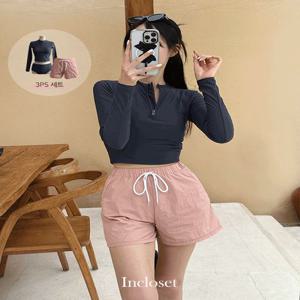 [빅사이즈/당일출고] 블루베리 팬츠세트 래쉬가드 수영복 3PS 워터파크/비치팬츠