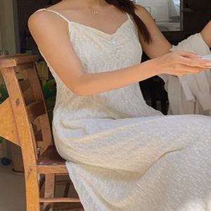 [44-120]  엔디르얼 스판 레이스 뷔스티에 롱 원피스 (끈조절)( 여름/데일리룩/데이트룩/캐주얼룩/러블리룩/휴가룩/휴양지룩/바캉스룩/비치룩/빅사이즈/120사이즈/자체제작/시원한/가벼운/뷔스티에/통통녀 )