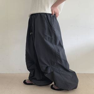 [unisex] 아몬 나일론 파라슈트 밴딩 와이드 팬츠 (5color)