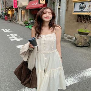 [3컬러✨] 크래커 나시 레이스 빈티지 원피스 민소매 레이어드 핀턱 프릴 플레어 펀칭 스퀘어넥 캉캉 봄 롱원피스