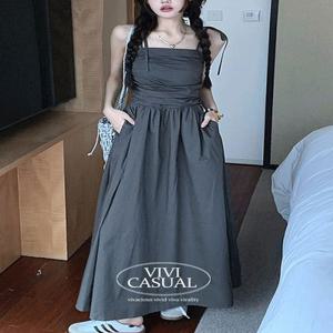 [여름,휴양지룩 ????✨][바스락원피스]2col 뮤어 핀턱 끈나시 오프숄더 롱원피스vv0395(동남아/휴가/레이어드/끈/리본/플리츠/스퀘어넥/민소매/탑/나시/뷔스티에/스모크/원피스)