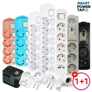 1+1 국산 안전 멀티탭 고용량 개별 절전 누전차단 콘센트 통합 스위치 USB 과부하차단 연장선