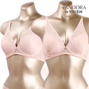 판도라바이비비안 VBR7105 큐빅 플라워 노와이어 풀컵 브라 (소프트브라운/75A~85B)