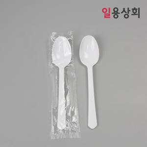 일회용 숟가락 CI 176mm 줄줄이 개별포장 1500개 백색