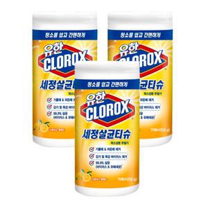유한크로락스 세정살균티슈 시트러스 블렌드 캡형 75매 3개