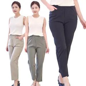 우일 여성 여름 인견 스판 릴렉스 9부 밴딩팬츠 중년 엄마바지
