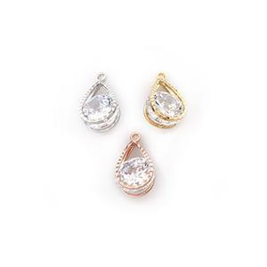 비즈아이 [7087-08]메탈펜던트 도형큐빅물방울M 8x12mm ,1개