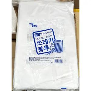 에코프랜드 쓰레기봉투 흰색 120L 90x110cm 50매/쓰레기/봉투/재활용/비닐/봉지/분리수거/대형/포장/무지