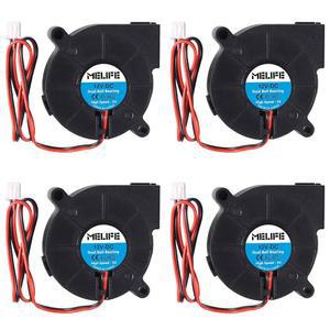 4팩 브러시리스 듀얼 볼 베어링 블로워 팬, 멜라이프 12V 5015 터빈 터보 50x15mm - 고속