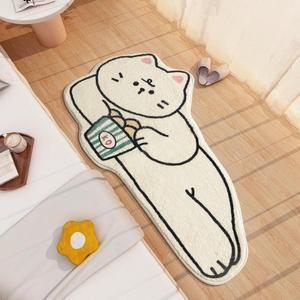 발수건 러그 프린팅 다용도 러그 미니 팝콘먹는고양이 동물 디자인 발매트