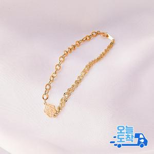 14K 18K 하프 할로우 프리모 비바 체인 금 팔찌