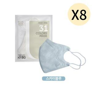 블루본 베이직 KF80 마스크 특대형 스카이블루 30매X8