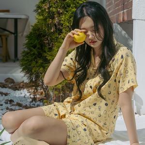 WHS5223 여자 인견 쿨 열대과일 여름 반팔 파자마 실내복 잠옷 세트