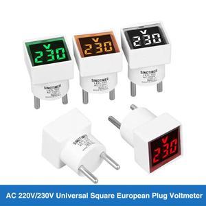 AC 50V-500V 정사각형 전압계 디지털 전압 테스터 모니터 EU 플러그 LED 디스플레이 전압계 표시 등 전기