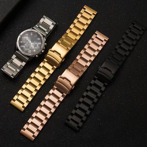 솔리드 스테인레스 스틸 시계 밴드, 금속 접이식 버클 스트랩, 남녀공용 범용 팔찌 액세서리, 18mm, 19mm, 20mm, 21mm, 22mm, 23mm, 24mm, 25mm