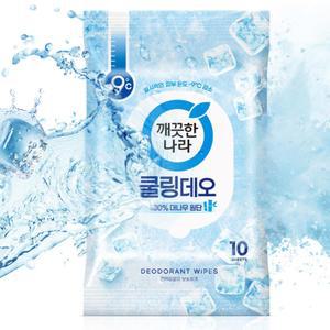 여름 휴대용 쿨링 데오티슈 200X200MM 10매 1팩 페퍼민트향  냄새제거 티슈