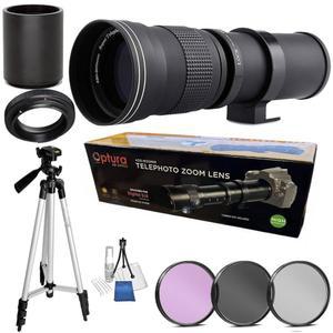 니콘 SLR 카메라용 420-1600mm 조리개 F/8-16 MF HD 수동 망원 줌 렌즈 D5500 D3300 D3400 D7200 D750 D3500 D7500 D600 D800 D810 D850 D5200 D7000 D7100 + 액세서리