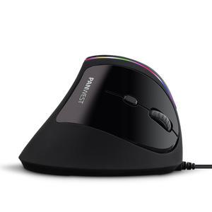 PM-989 RGB LED 라이팅 인체공학 버티컬 유선 마우스 손목보호용 블랙
