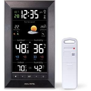 AcuRite 디지털 버티칼 날씨 기상예보 실내외 온습도 날짜 시간 01121M BLACK