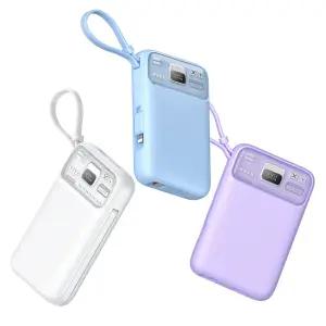 비하겐 PRIMO 20000mAh 22.5W 고속 충전 보조 배터리_파스텔 블루/ 파스텔 퍼플/ 화이트 [USB-C&8PIN 듀얼 케이블 일체형]