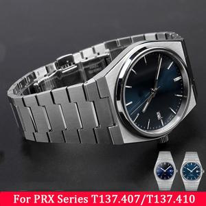 Tissot PRX 35MM/40MM 시리즈 전용 인터페이스 용 솔리드 스테인레스 스틸 팔찌 로고가있는 패션 시계 밴드