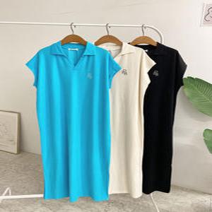 콜리니 카라 자수 트임 테리 롱 원피스(3color)