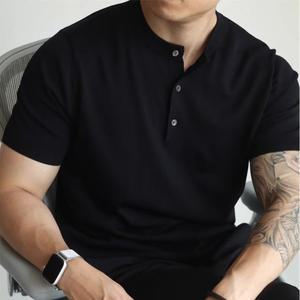 남성 헨리넥 솔리드 캐주얼 빈티지 니트 반팔 티셔츠 여름 상의 트렌드 A45Z2O 잇템2