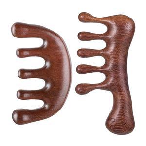 Hariendny LOC 빗 두피 마사지 나무 넓은 톱니 Gua Sha 헤드 2개, 여성, 남성용