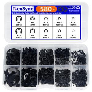 200/580pcs 304 스테인레스 스틸 E 클립 외부 고정 링 와셔 구색 키트M1.5 M2 M3 M4 M5 M6 M7 M8 M9 M10 샤